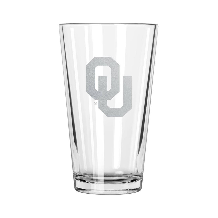 Oklahoma Sooners 16oz Pint Glass w/Etched Logo