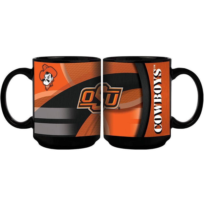 Oklahoma State Cowboys 15oz Black Carbon Fiber Mug