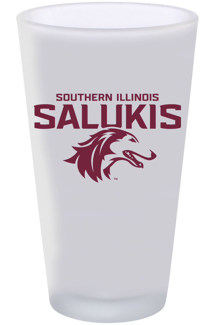 Southern Illinois 16oz Frosted Pint Glass Color Logo