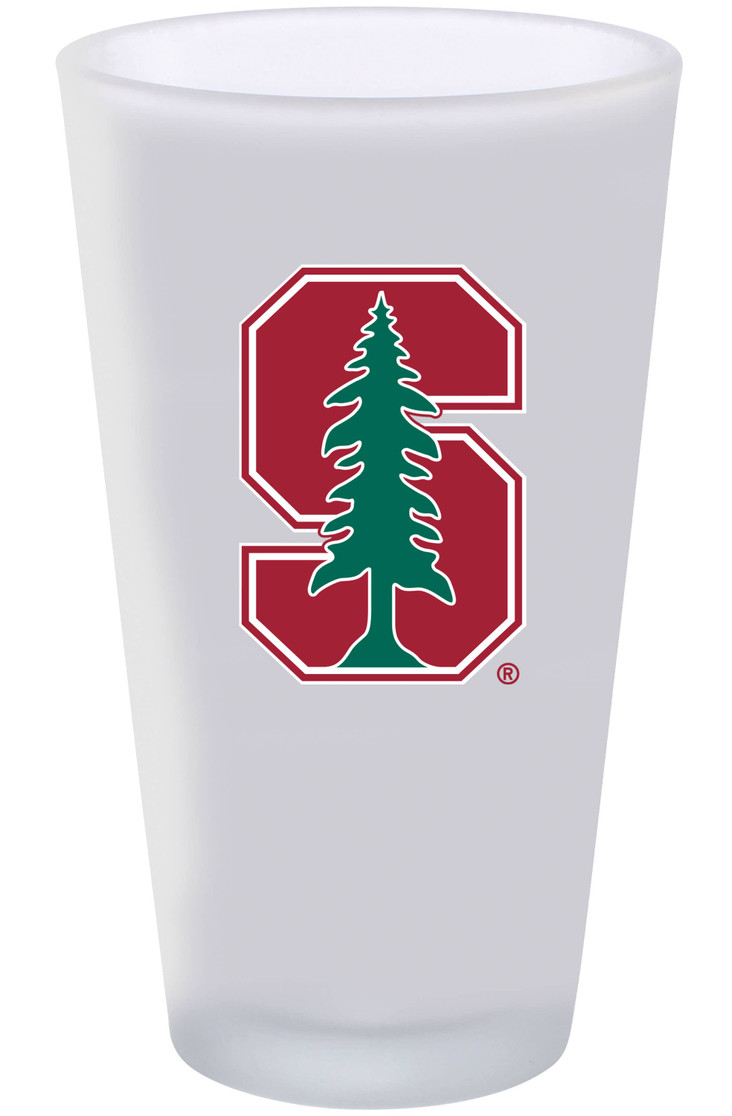 Stanford Cardinal 16oz Frosted Pint Glass Color Logo