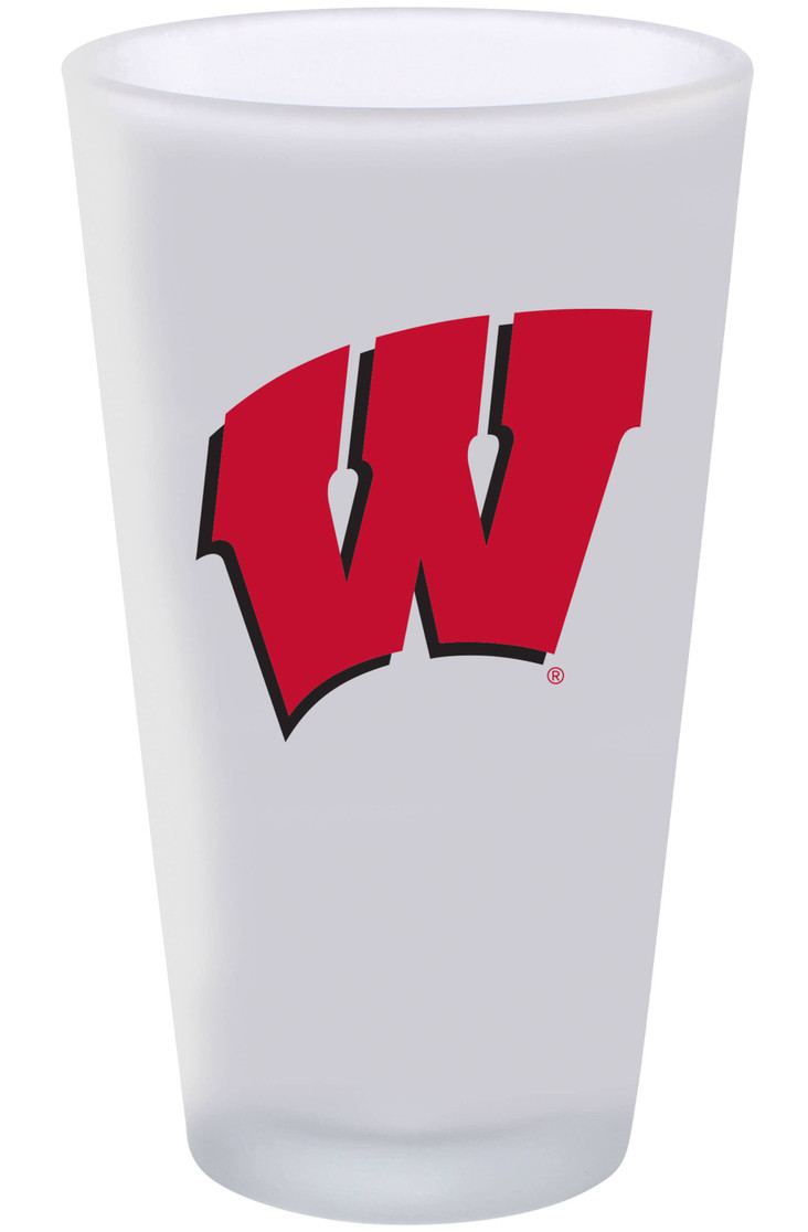 Wisconsin Badgers 16oz Frosted Pint Glass Color Logo