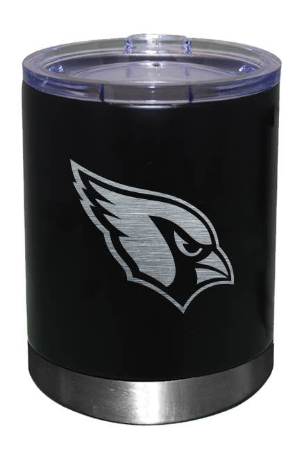 Arizona Cardinals 12oz Black Low-Ball Tumbler Etch Logo