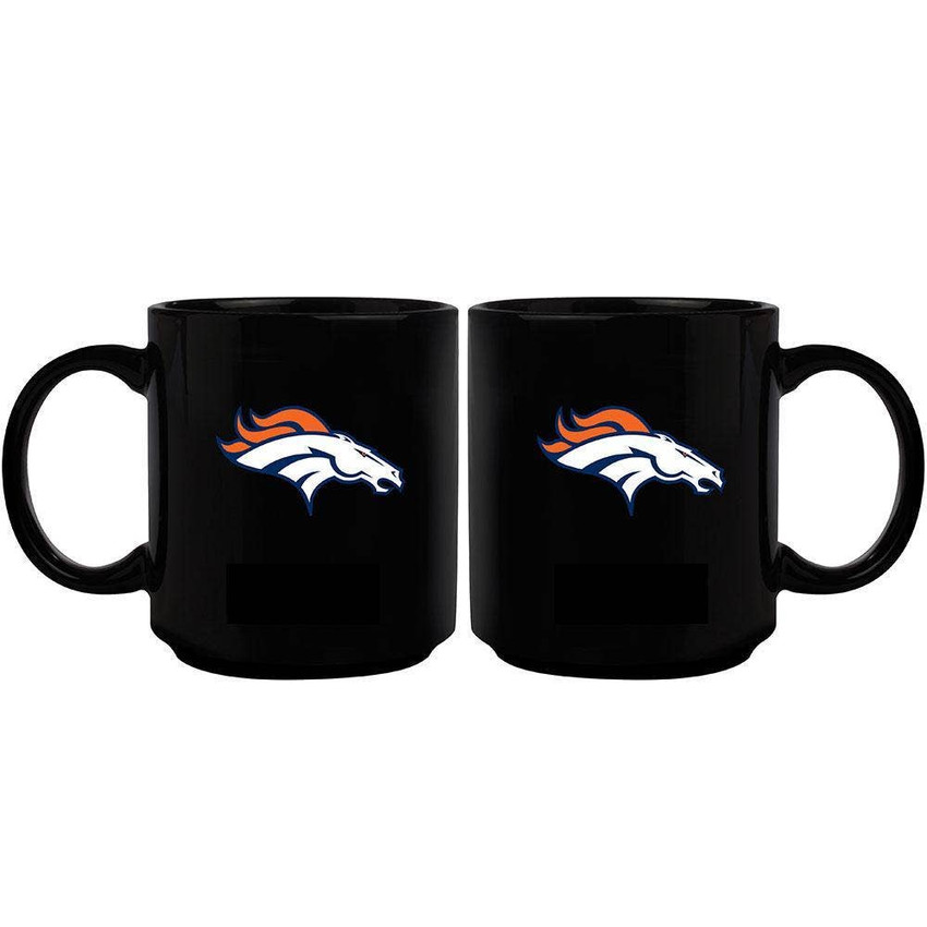 Denver Broncos 11oz Black Mug w/Color Logo