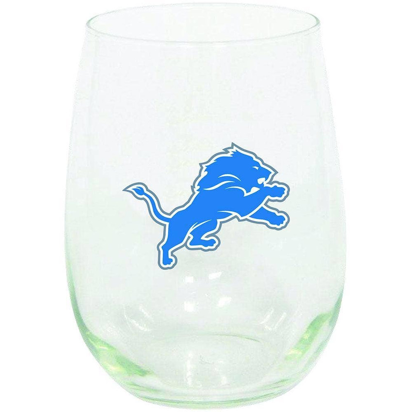 Detroit Lions 15oz Stemless Wine w/Color Logo