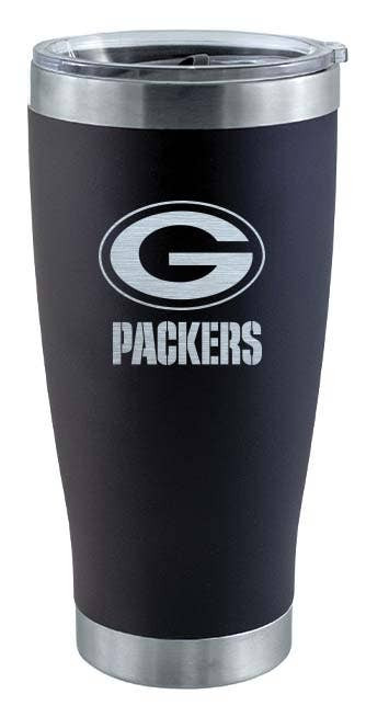 Green Bay Packers 20oz Black Tumbler w/Etched Logo