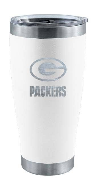 Green Bay Packers 20oz White Tumbler w/Etched Logo