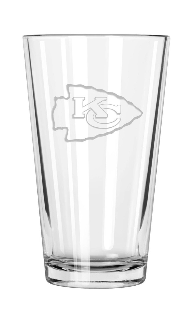 Kansas City Chiefs 16oz Pint Glass w/Etched Logo