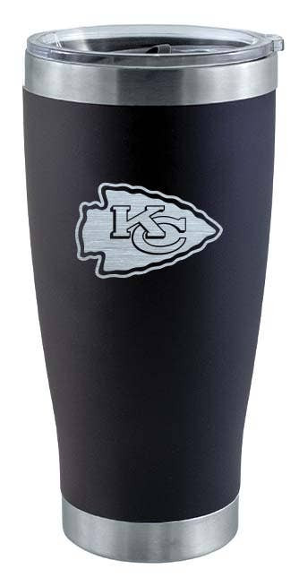 Kansas City Chiefs 20oz Black Tumbler w/Etched Logo