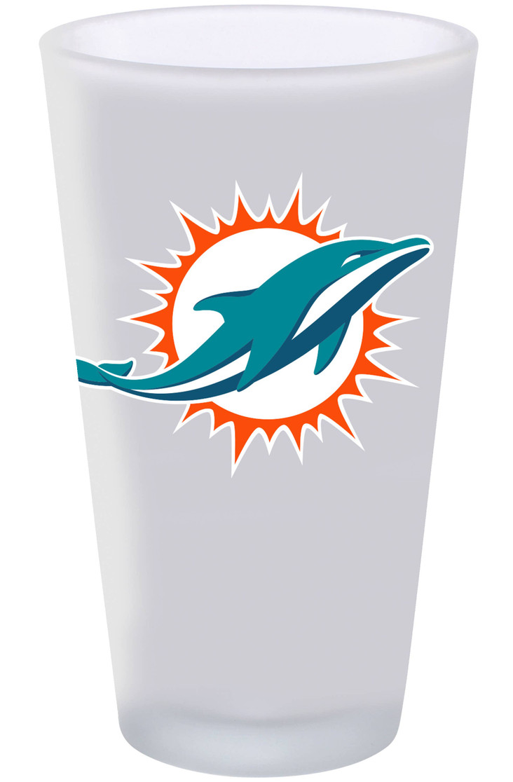 Miami Dolphins 16oz Frosted Pint Glass Color Logo