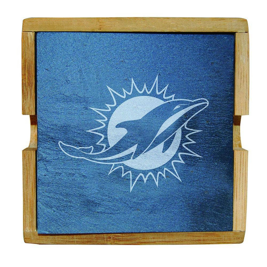 Miami Dolphins Slate Square Coaster Set