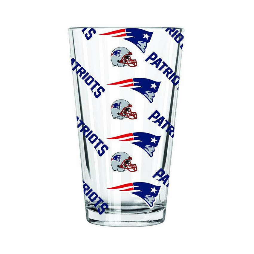 New England Patriots 16oz All Over Print Glass