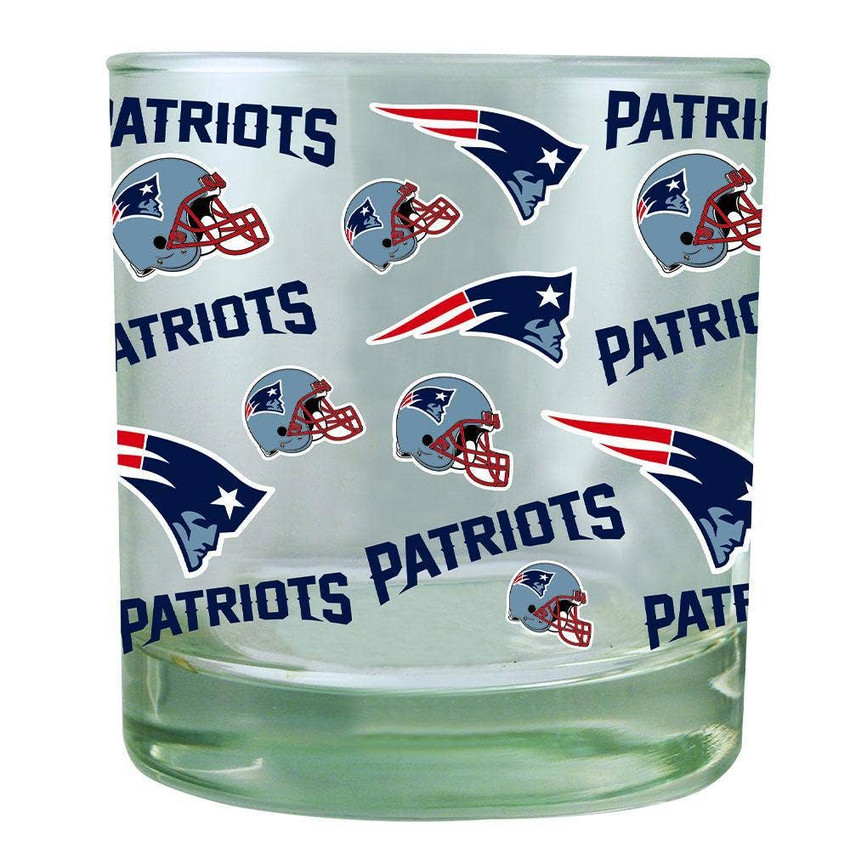 New England Patriots All Over Print Rocks Glass
