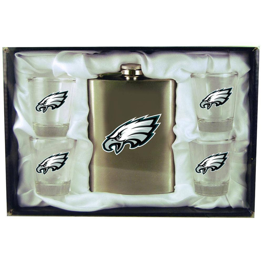Philadelphia Eagles 8oz Stainless Steel Flask w/4 Cups