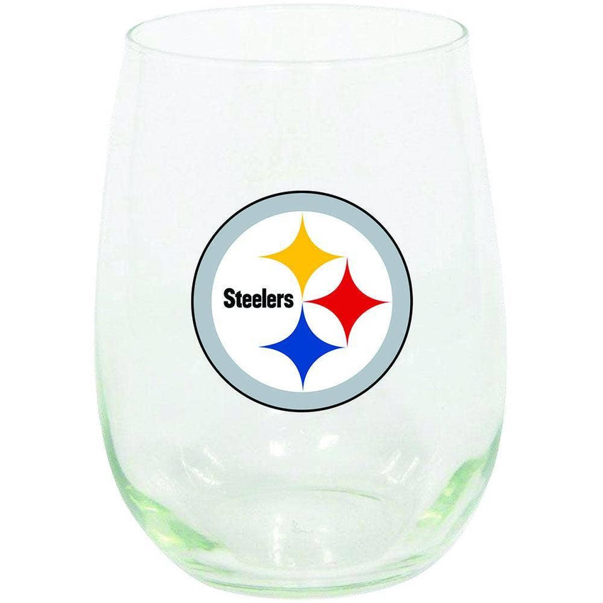 Pittsburgh Steelers 15oz Stemless Wine w/Color Logo