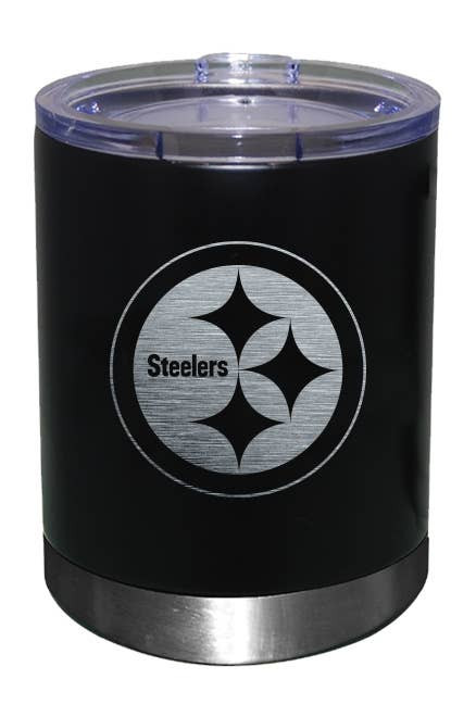 Pittsburgh Steelers 12oz Black Low-Ball Tumbler Etch Logo