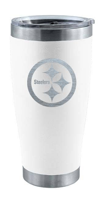Pittsburgh Steelers 20oz White Tumbler w/Etched Logo