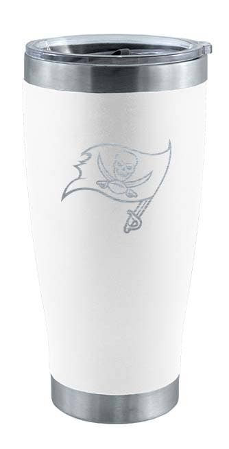 Tampa Bay Buccaneers 20oz White Tumbler w/Etched Logo