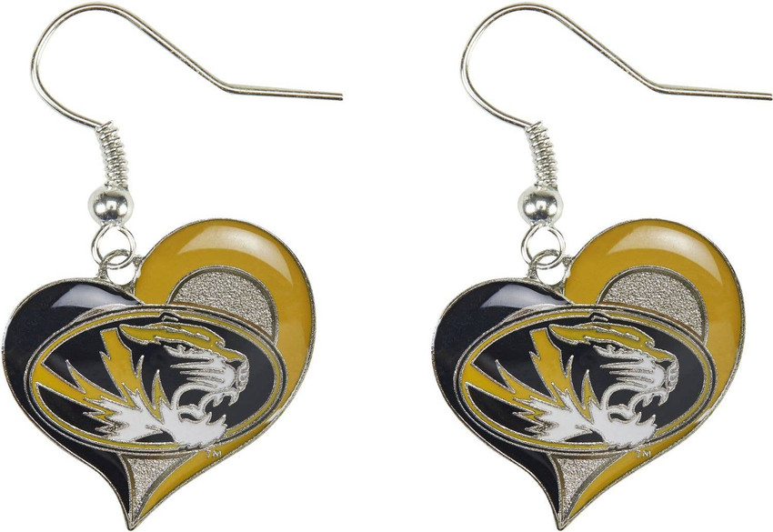 NCAA Missouri Tigers Swirl Heart Earrings