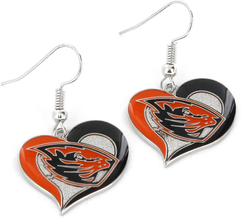 NCAA Oregon State Beavers Swirl Heart Earrings