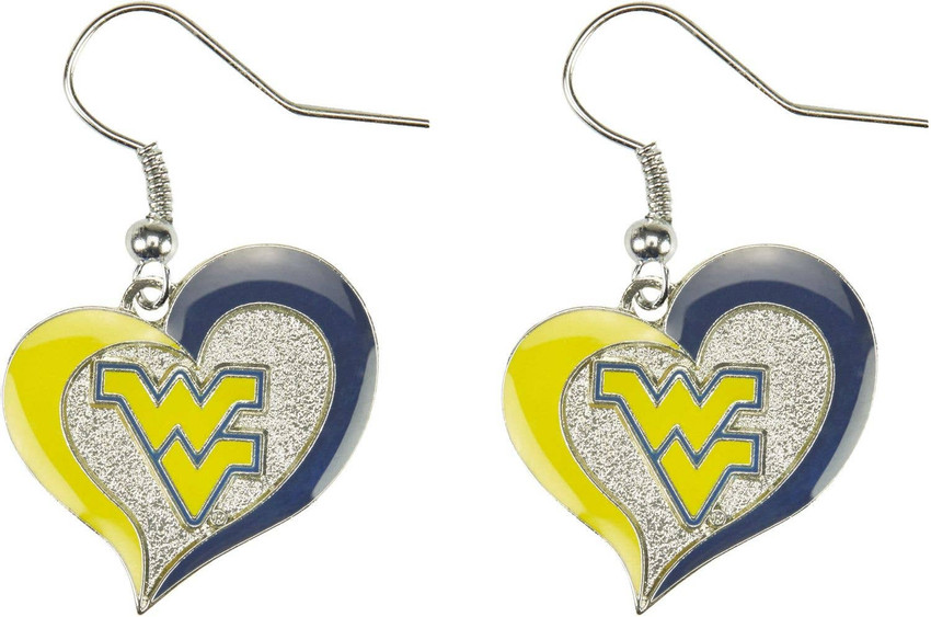 NCAA West Virginia Mountaineers Swirl Heart Earrings
