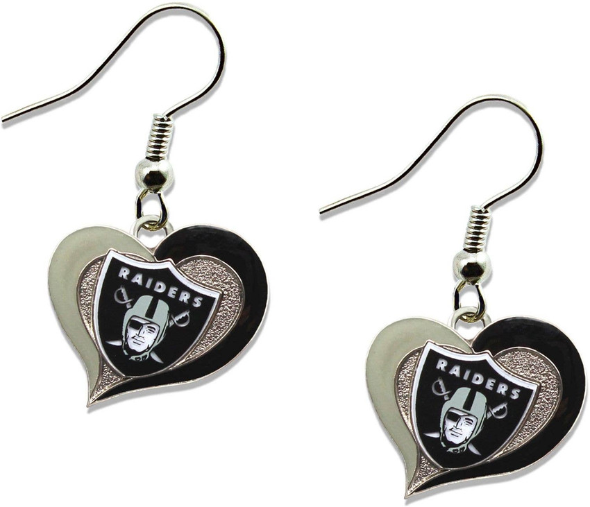 NFL Las Vegas Raiders Swirl Heart Earrings