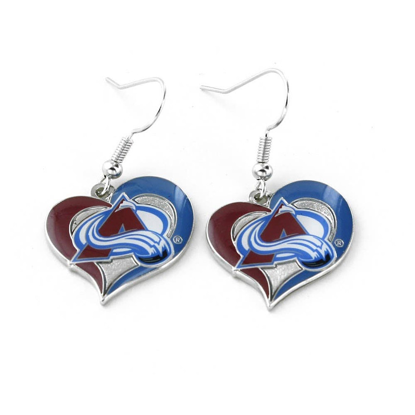 NHL Colorado Avalanche Swirl Heart Earrings