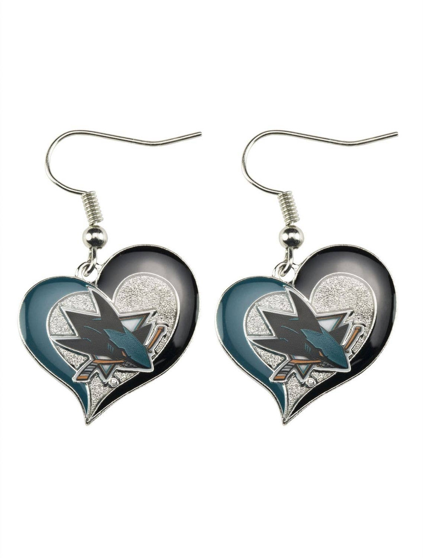 NHL San Jose Sharks Swirl Heart Earrings