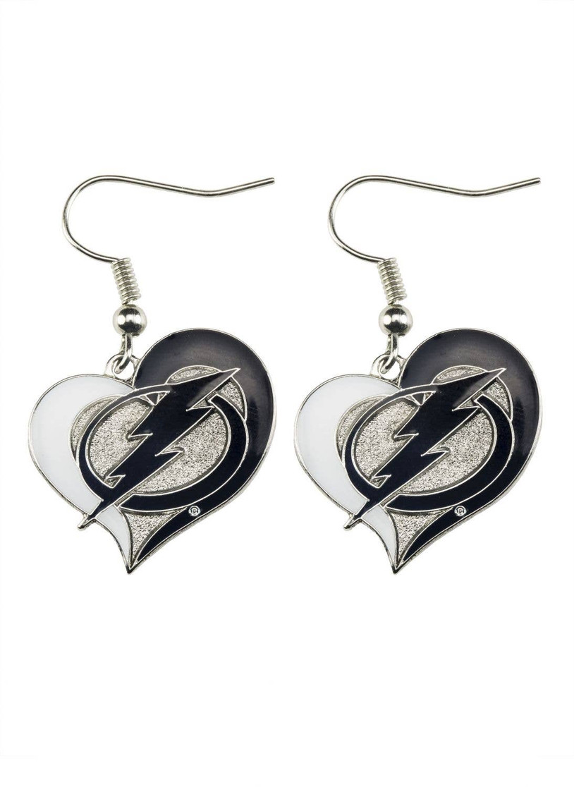 NHL Tampa Bay Lightning Swirl Heart Earrings