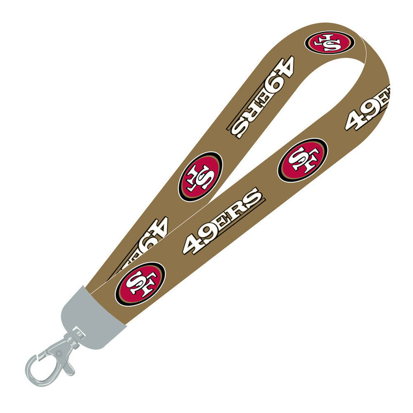 San Francisco 49ers Lanyard Keychain ID Holder NFL Fan Accessory - Wristlet Gold