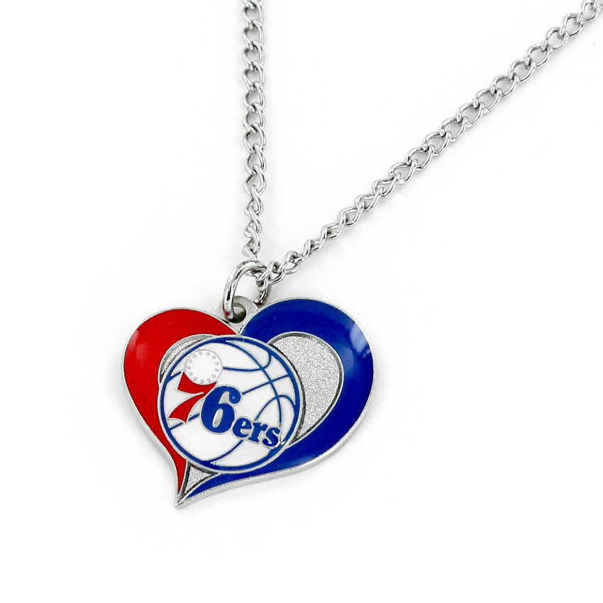 NBA Philadelphia 76ers Swirl Heart Necklace