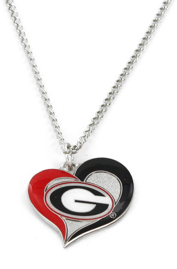 NCAA Georgia Bulldogs Swirl Heart Necklace
