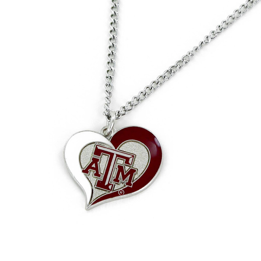 NCAA Texas A&M Aggies Swirl Heart Necklace