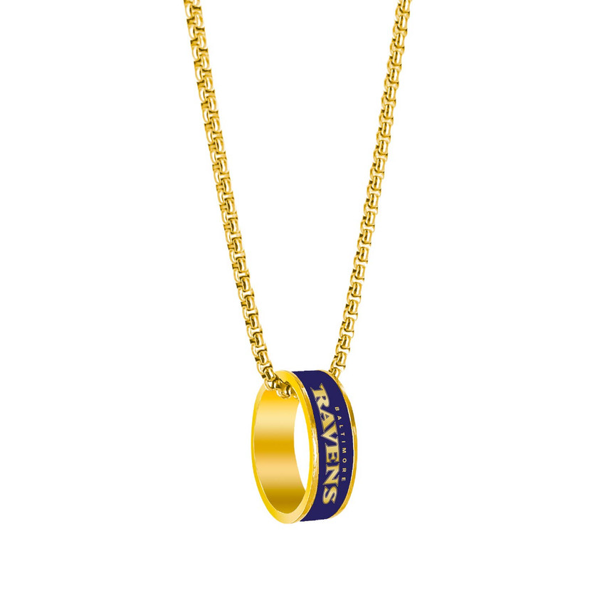 NFL Baltimore Ravens Fashion Ring Necklace, Gold