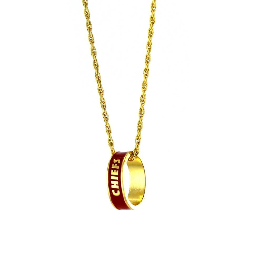 NFL Kansas City Chiefs Fashion Ring Necklace, Gold