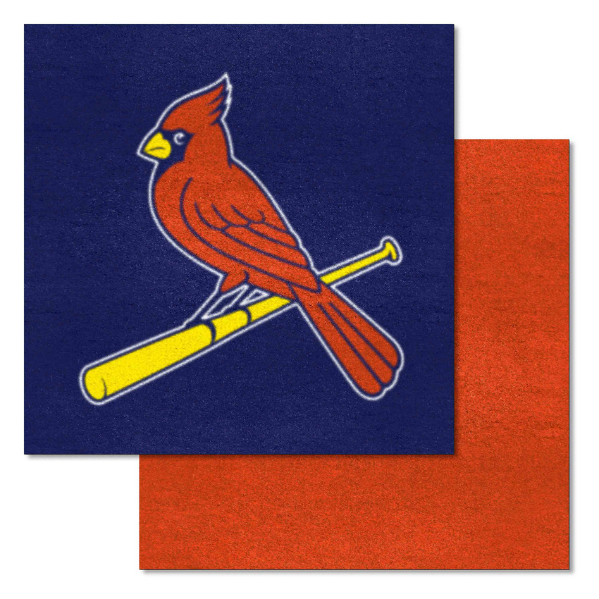 St. Louis Cardinals Team Carpet Tiles - 45 Sq Ft. Bird On Bat Primary Logo