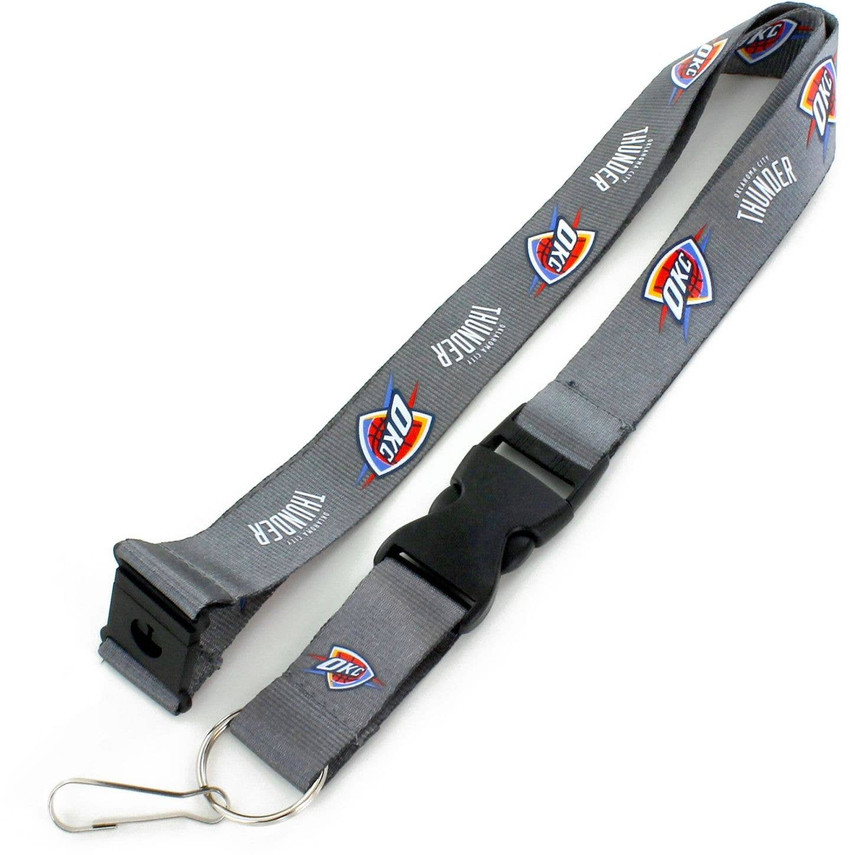 NBA Oklahoma City Thunder Team Lanyard Keychain ID Holder NBA Fan Accessory, Charcoal