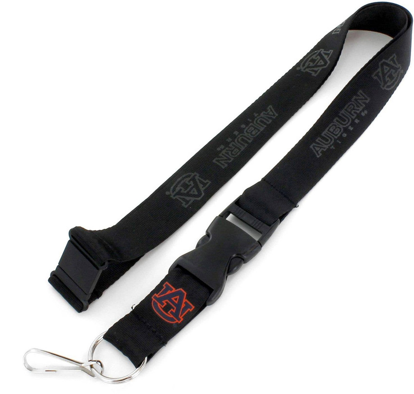 NCAA Auburn Tigers Black on Black Lanyard Keychain ID Holder NCAA Fan Accessory