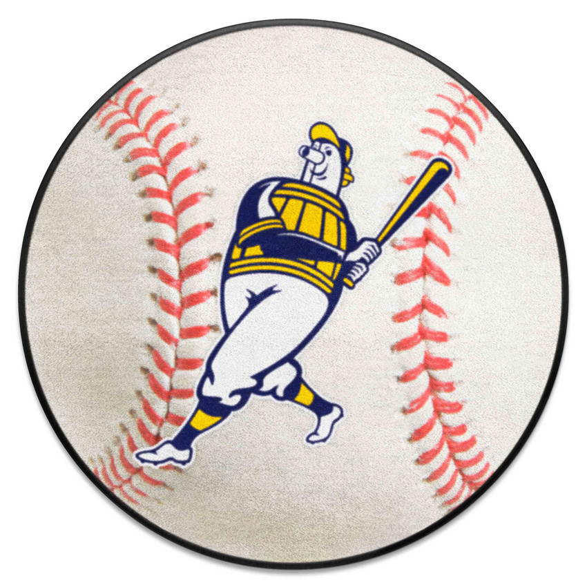 Milwaukee Brewers Baseball Rug - 27in. Diameter Barrell Man Alternate Logo