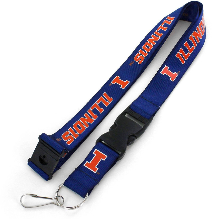 NCAA Illinois Illini Team Lanyard Keychain ID Holder NCAA Fan Accessory, Blue