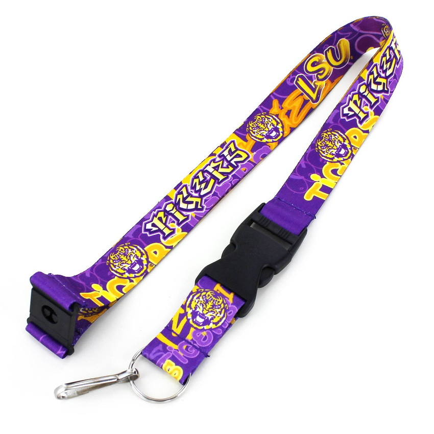 NCAA LSU Tigers Graffiti Lanyard Keychain ID Holder NCAA Fan Accessory