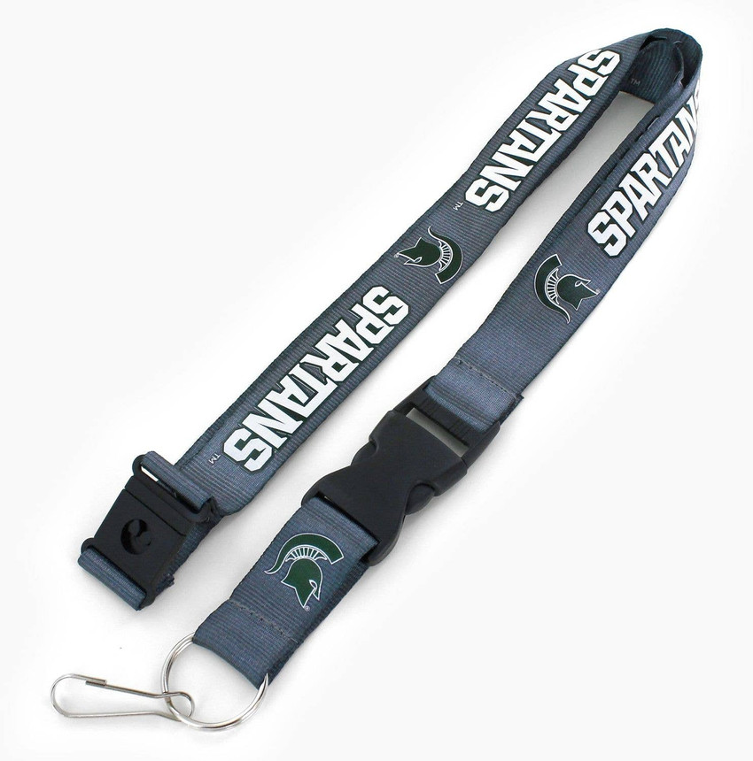 NCAA Michigan State Spartans Team Lanyard Keychain ID Holder NCAA Fan Accessory, Charcoal