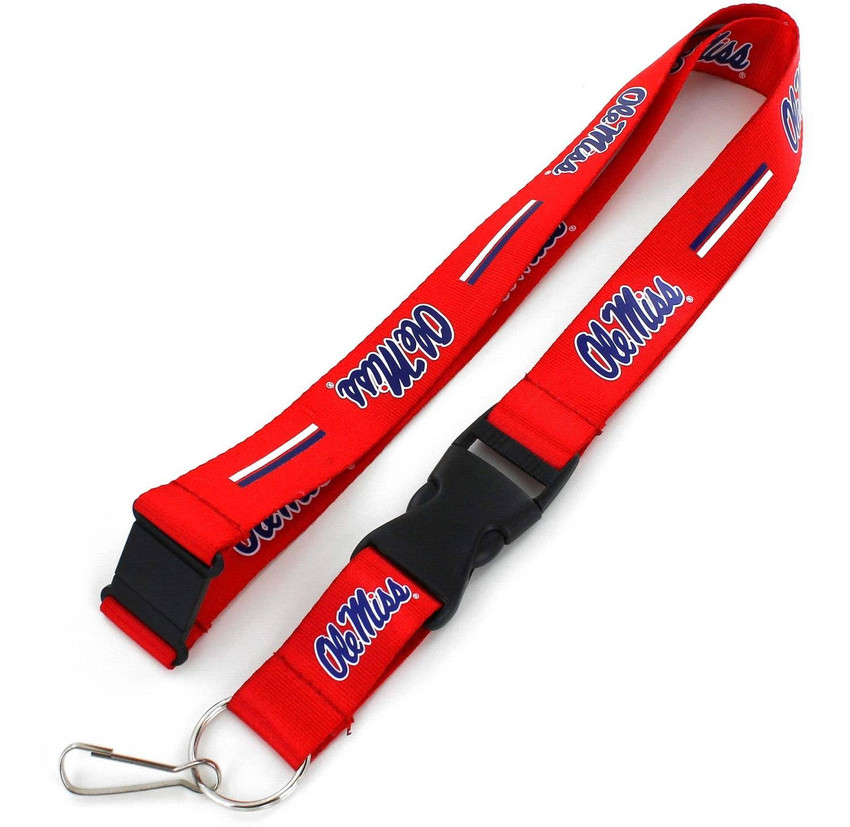 NCAA Mississippi Ole Miss Rebels Team Lanyard Keychain ID Holder NCAA Fan Accessory, Red