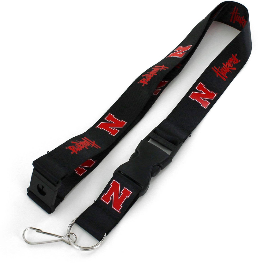 NCAA Nebraska Cornhuskers Team Lanyard Keychain ID Holder NCAA Fan Accessory, Black
