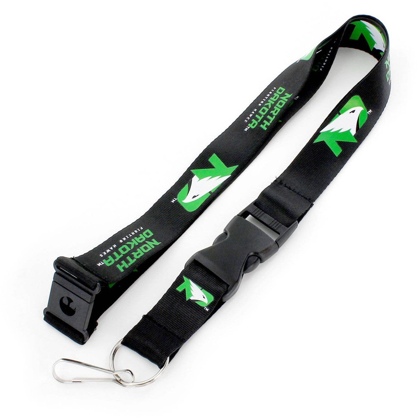 NCAA North Dakota Fighting Hawks Team Lanyard Keychain ID Holder NCAA Fan Accessory, Black