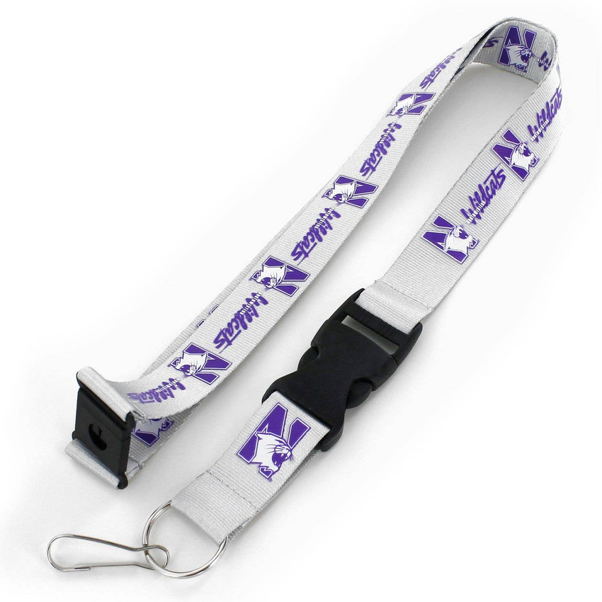 NCAA Northwestern Wildcats Team Lanyard Keychain ID Holder NCAA Fan Accessory, Gray