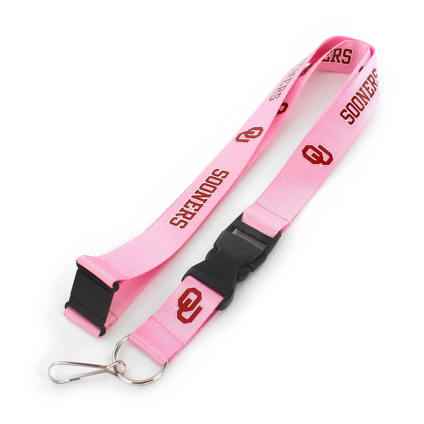 NCAA Oklahoma Sooners Team Lanyard Keychain ID Holder NCAA Fan Accessory, Pink