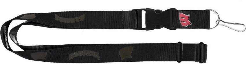 NCAA Wisconsin Badgers Black on Black Lanyard Keychain ID Holder NCAA Fan Accessory