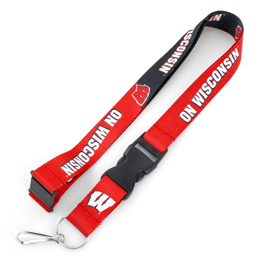 NCAA Wisconsin Badgers Slogan Lanyard Keychain ID Holder NCAA Fan Accessory