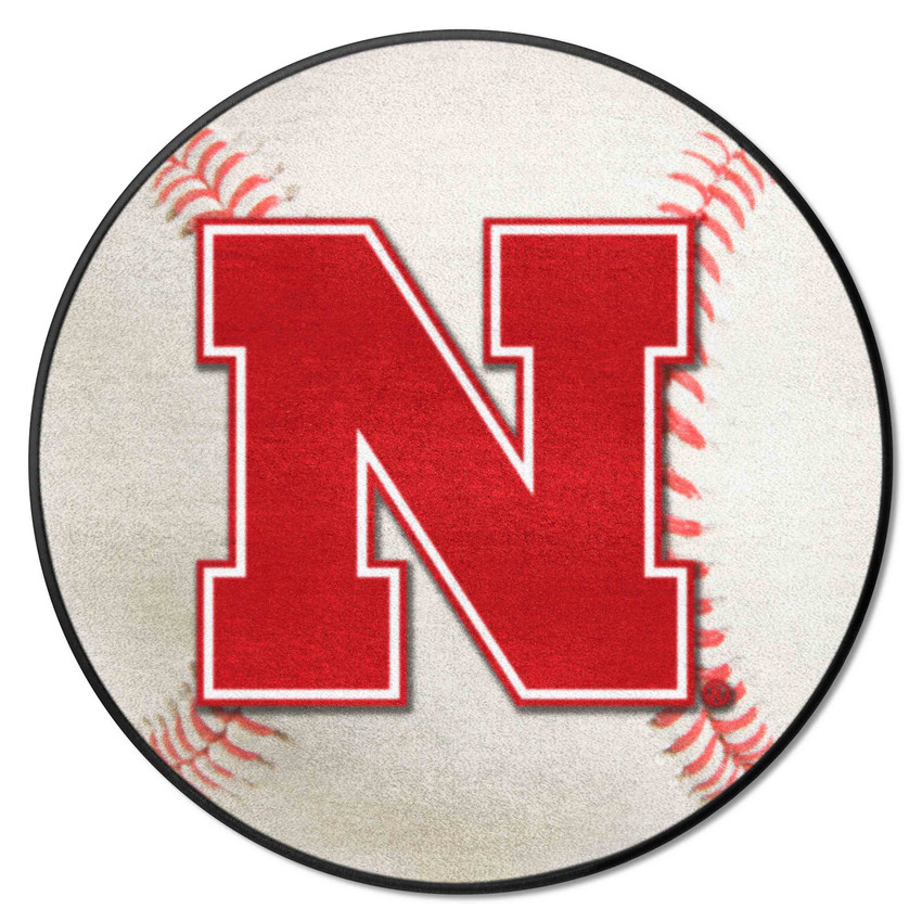 Nebraska Cornhuskers Baseball Rug - 27in. Diameter A