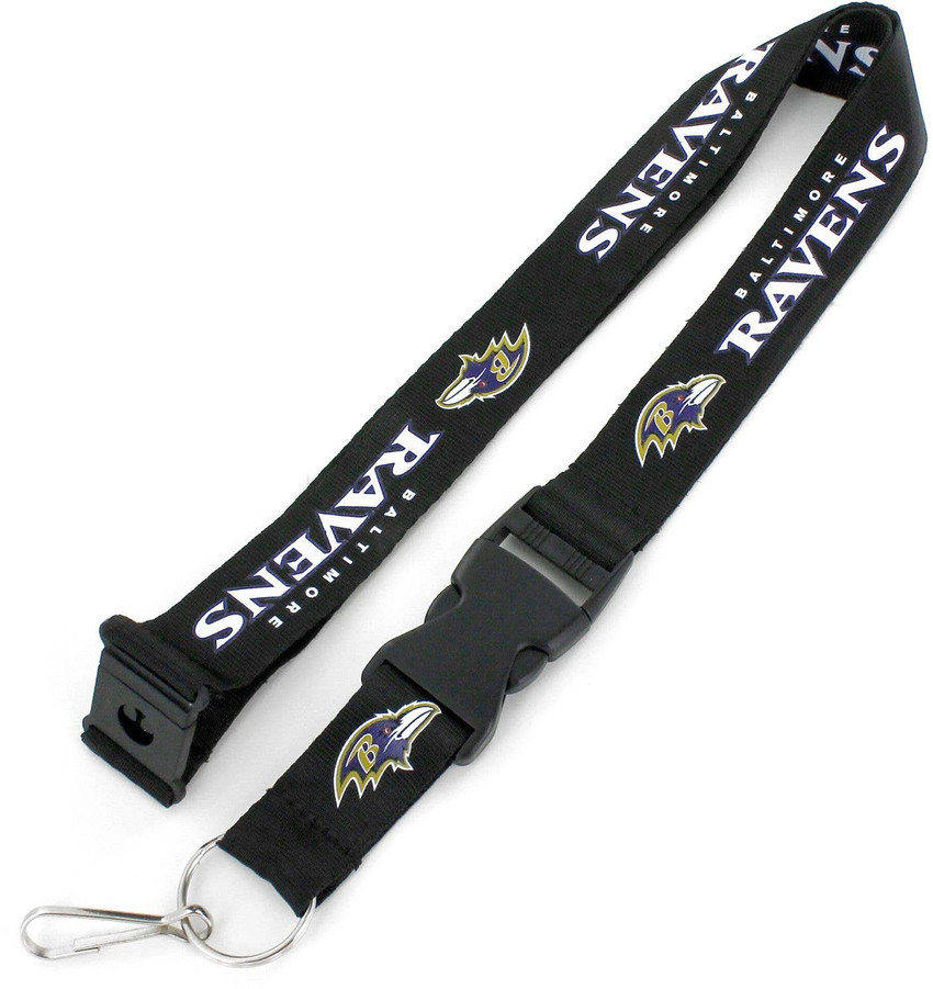 NFL Baltimore Ravens Team Lanyard Keychain ID Holder NFL Fan Accessory, Black